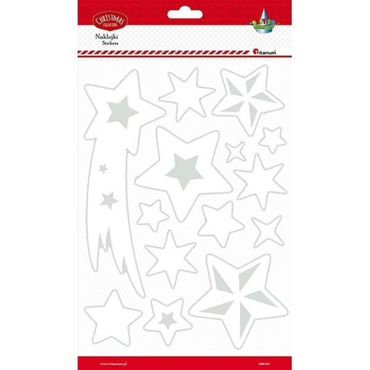 Titanum, naklejki fluorescencyjne, gwiazdy, białe, 14 szt.