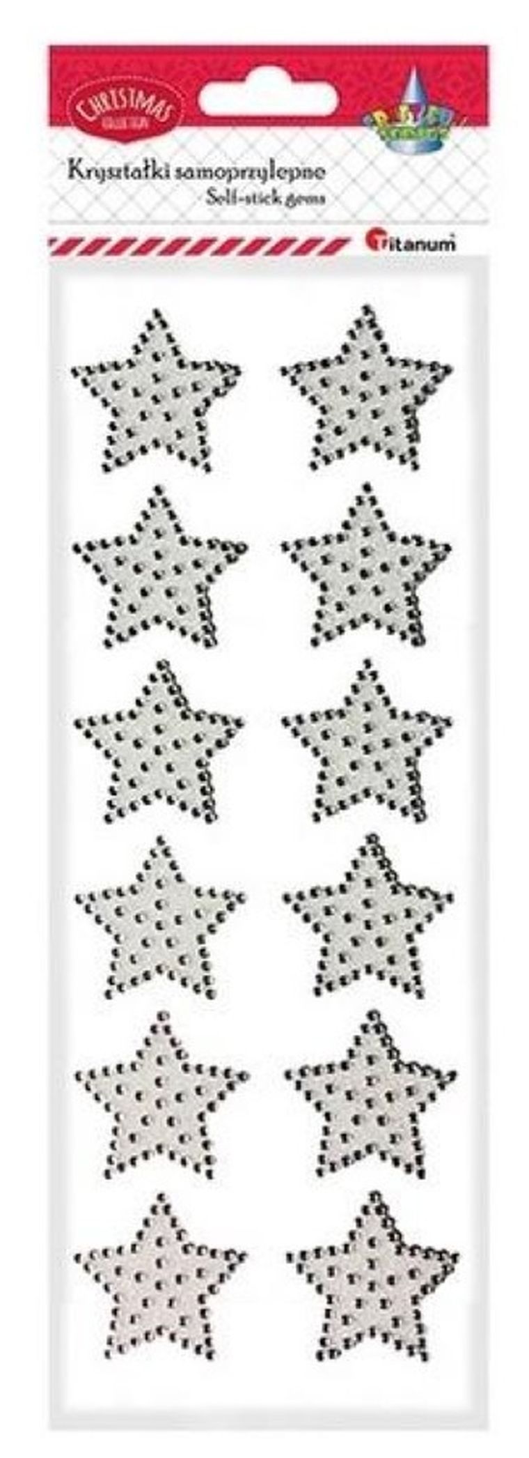 Titanum, naklejki foliowe, gwiazdki białe, 40mm, 12 szt.