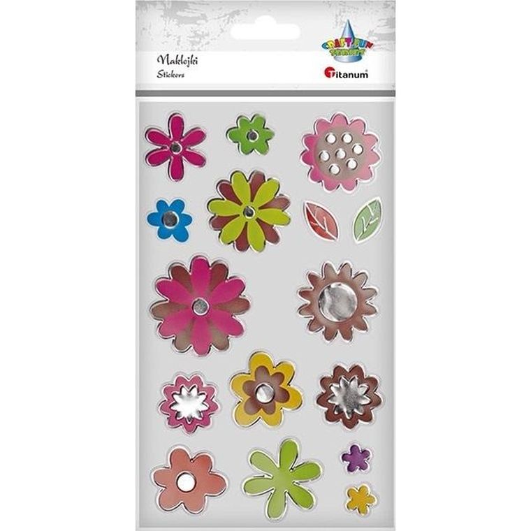 Titanum, naklejki foliowe, kwiaty, 16 szt.