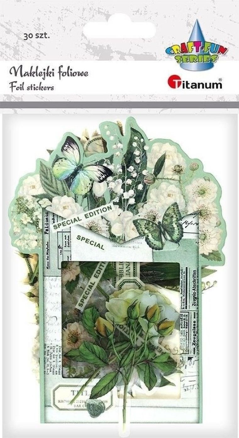 Titanum, naklejki foliowe, kwiaty, białe