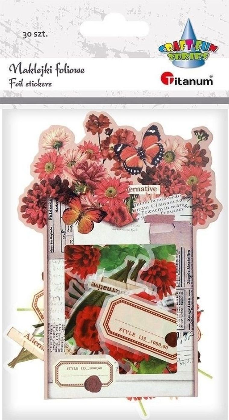Titanum, naklejki foliowe, kwiaty, czerwone