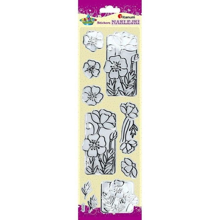 Titanum, naklejki foliowe, kwiaty, przezroczysto-srebrne