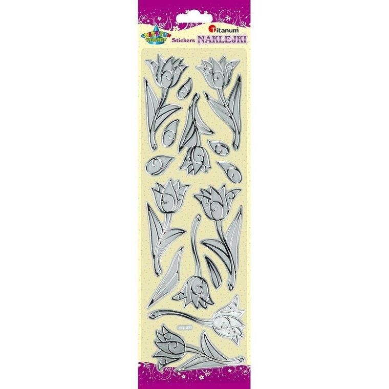 Titanum, naklejki foliowe, kwiaty, przezroczysto-srebrne