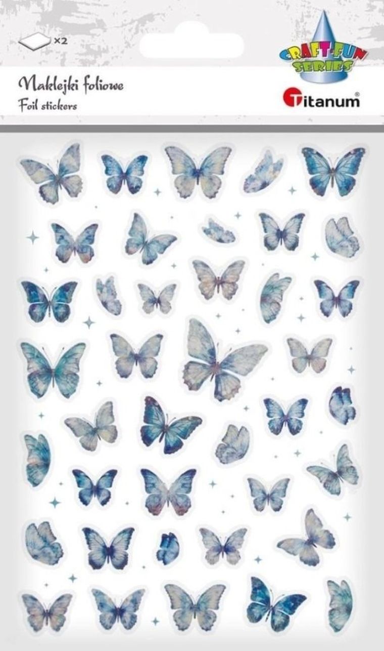 Titanum, naklejki foliowe, motyle, niebieskie i holograficzne