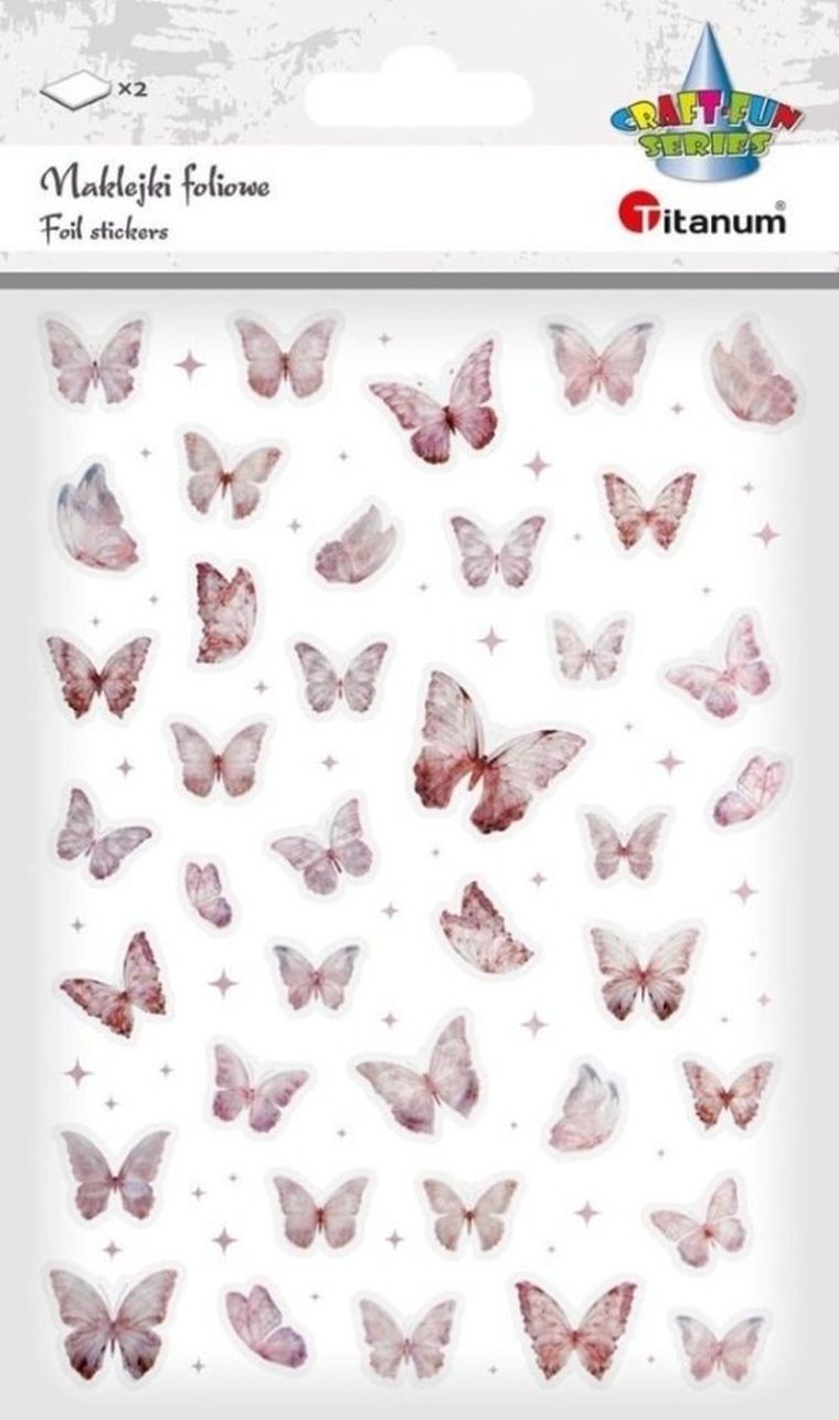 Titanum, naklejki foliowe, motyle, różowe i holograficzne