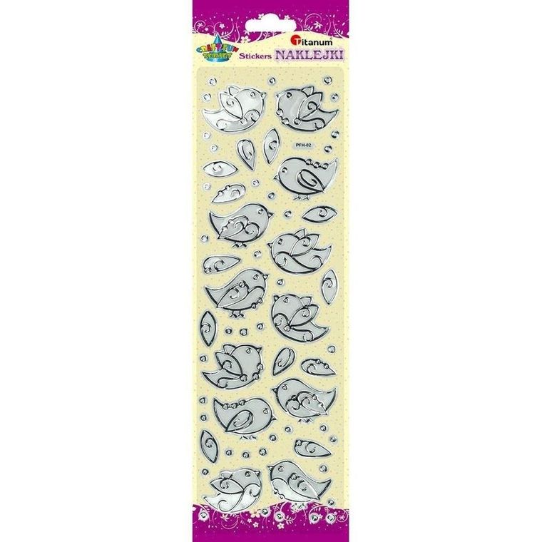 Titanum, naklejki foliowe, ptaszki, przezroczysto-srebrne