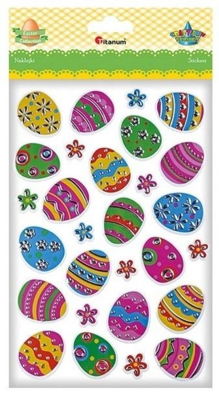 Titanum, naklejki papier w folii 3D, pisanki, kwiatki