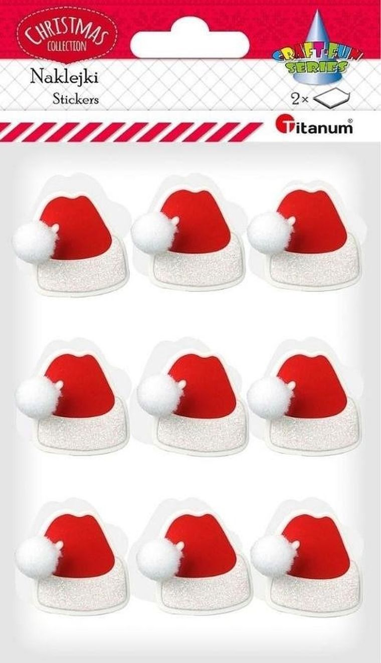 Titanum, naklejki papierowe, 3D, czapki Mikołaja