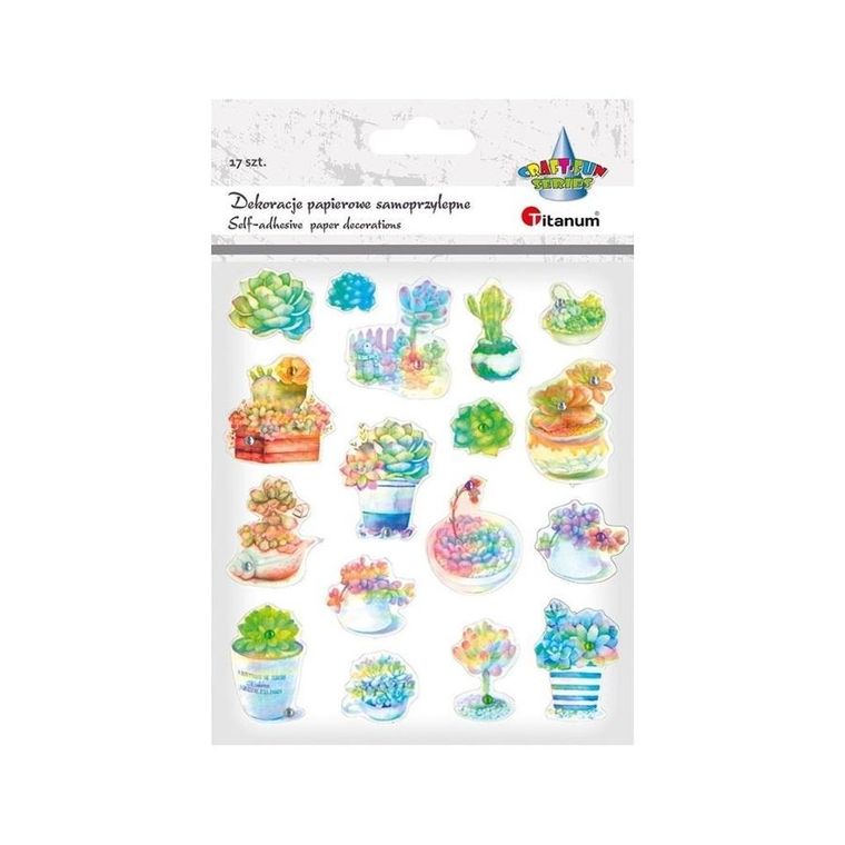 Titanum, naklejki papierowe 3D, kaktusy, 17 szt.