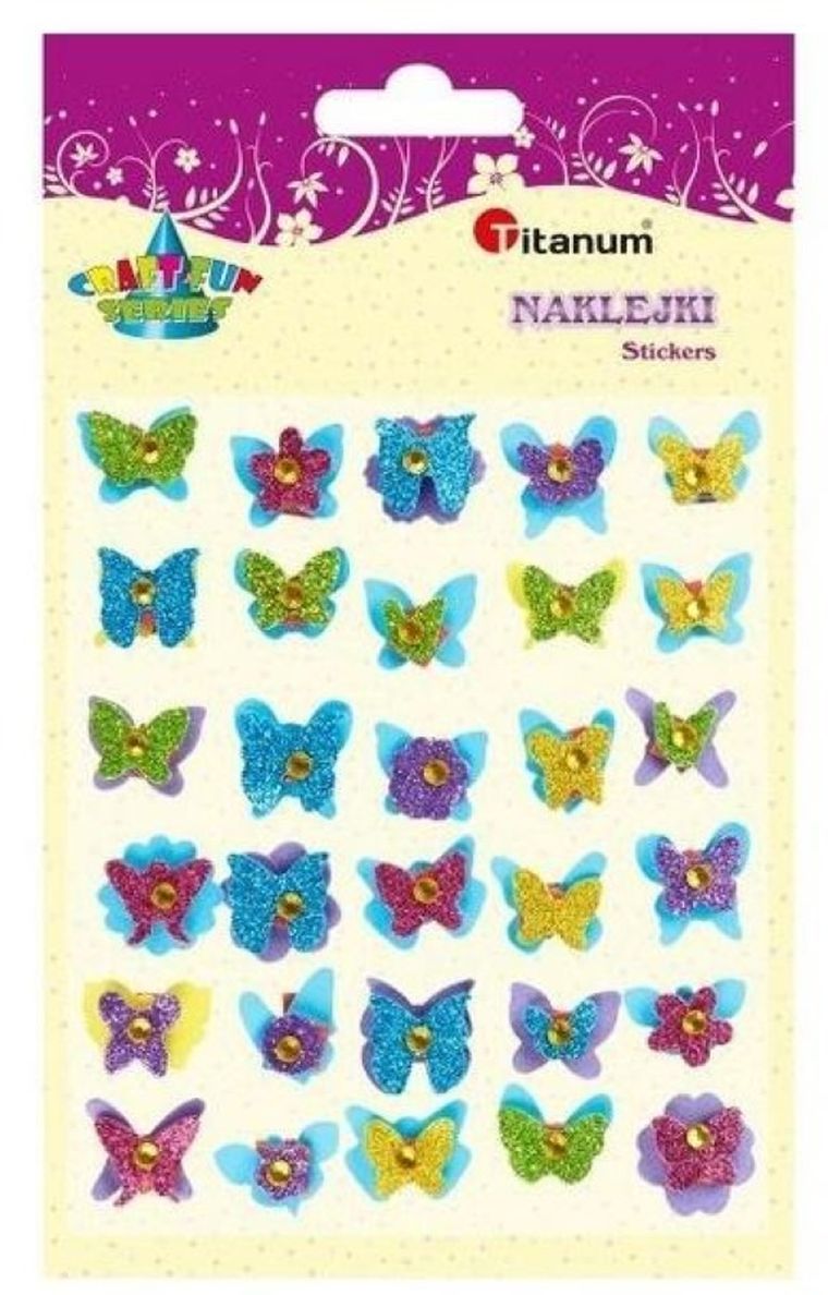 Titanum, naklejki papierowe, 3D, motylki