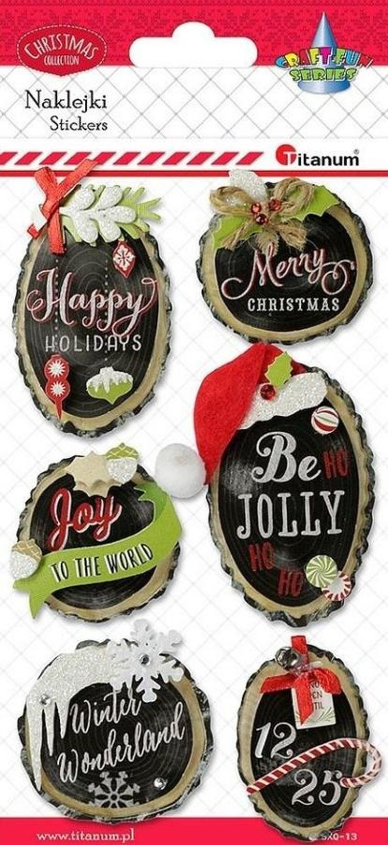 Titanum, naklejki papierowe, 3D, plastry drewna