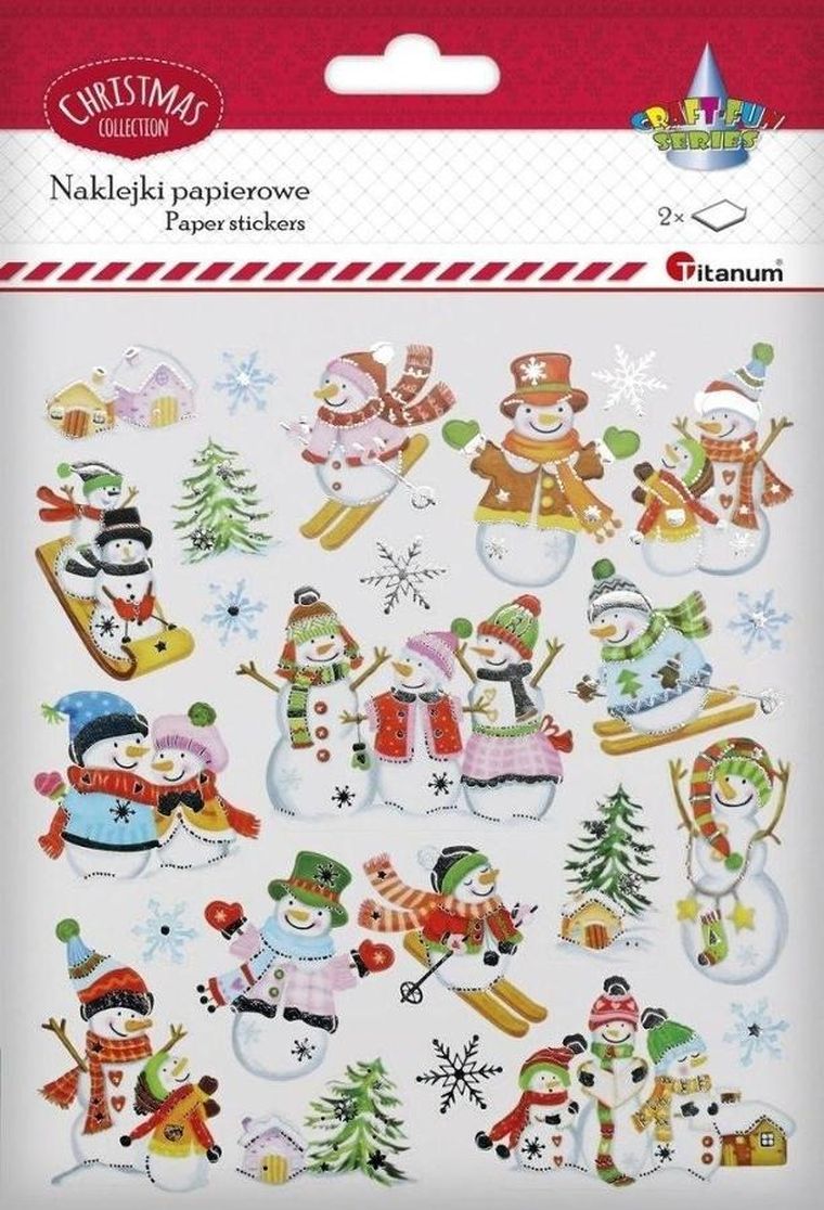 Titanum, naklejki papierowe, bałwanki, 2 arkusze