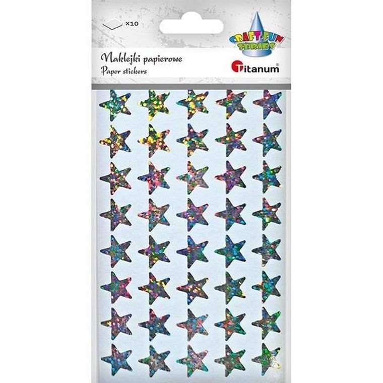 Titanum, naklejki papierowe, gwiazdki, 400 szt.