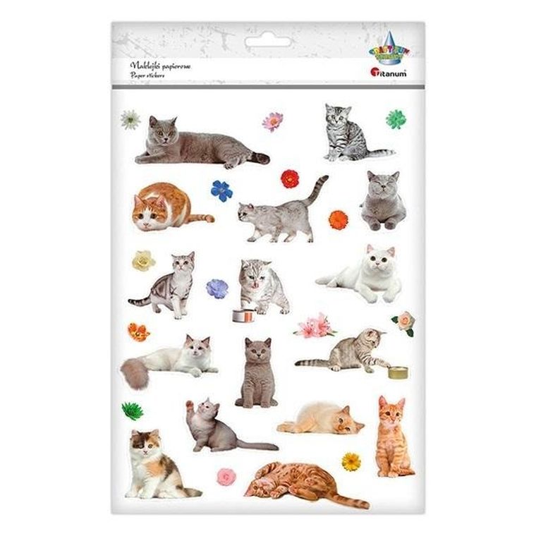 Titanum, naklejki papierowe, koty, 32 szt.