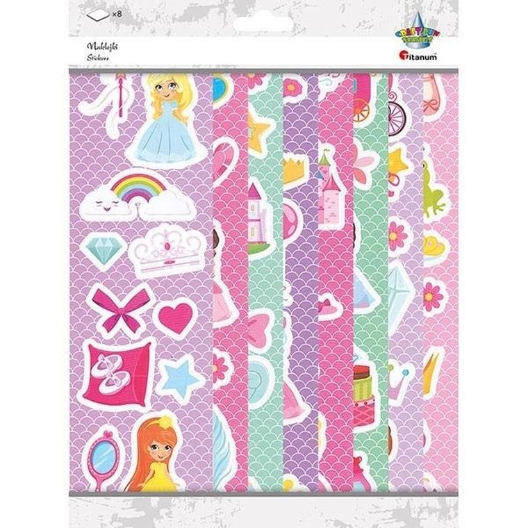 Titanum, naklejki papierowe, księżniczki, 8 plansz