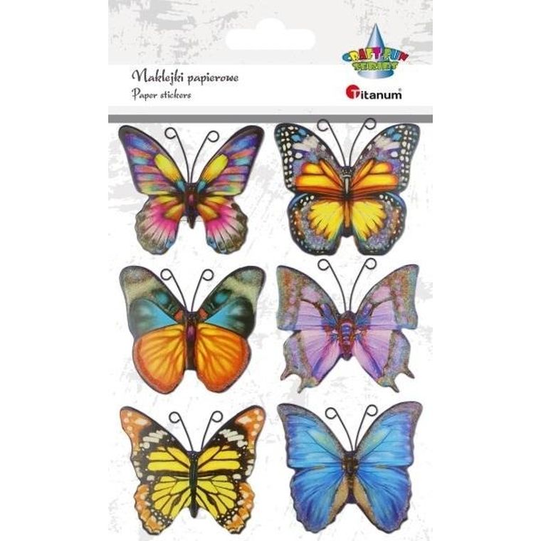 Titanum, naklejki papierowe, motyle, 6 szt.