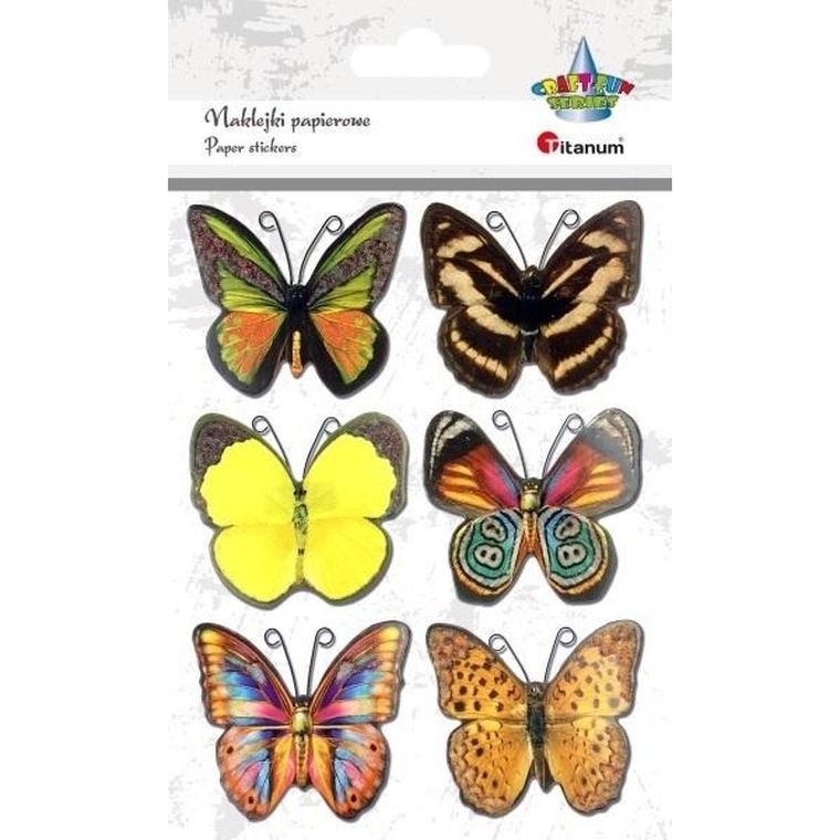 Titanum, naklejki papierowe, motyle, 6 szt.
