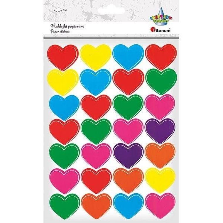 Titanum, naklejki papierowe, serca, 56 szt.
