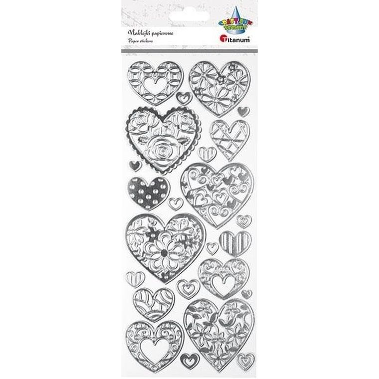 Titanum, naklejki papierowe, serca z dekorem
