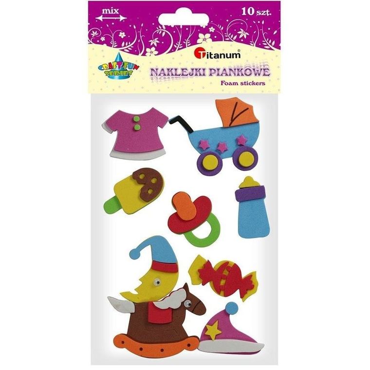 Titanum, naklejki piankowe, 3D, Baby, 10 szt.