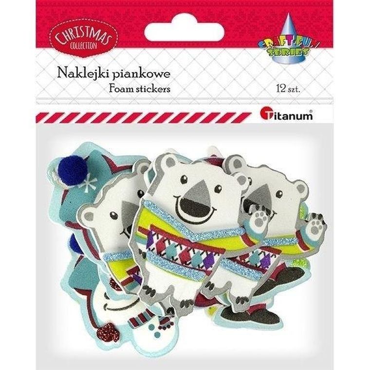 Titanum, naklejki piankowe 3D, Boże Narodzenie, 12 szt.