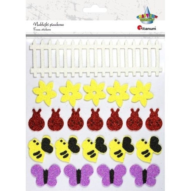 Titanum, naklejki piankowe, brokatowe, 22 szt.