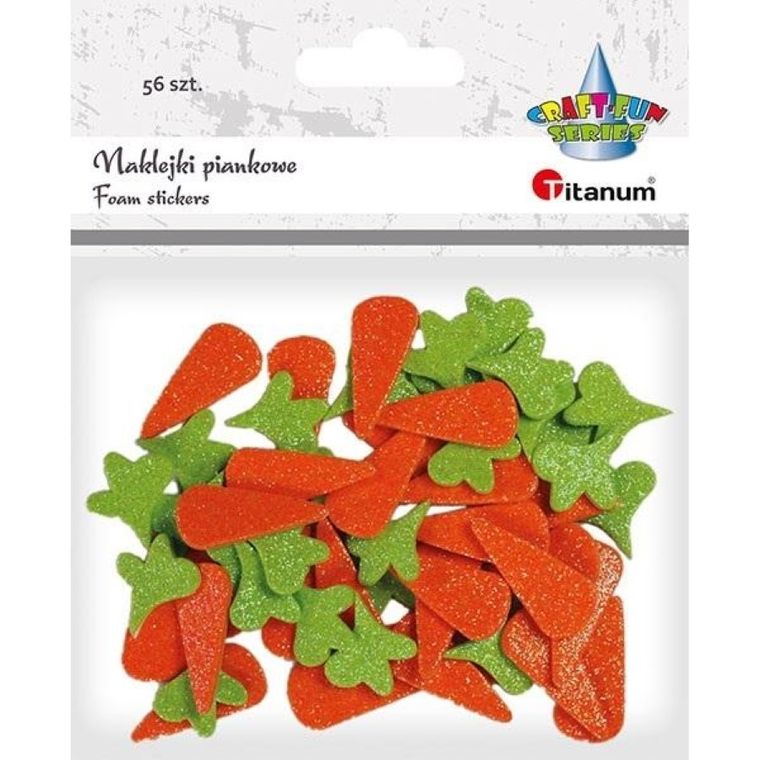 Titanum, naklejki piankowe, brokatowe, marchewki 56 szt.