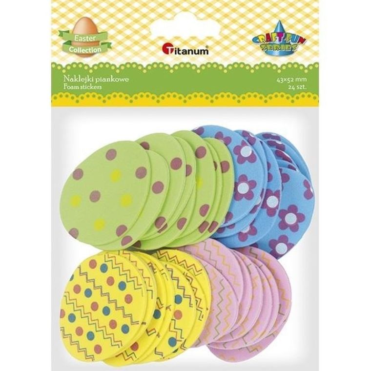 Titanum, naklejki piankowe, pisanki, 24 szt.