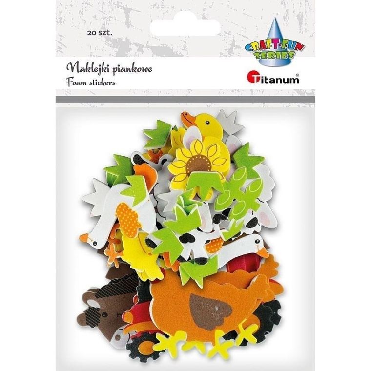 Titanum, naklejki piankowe, zwierzęta gospodarskie, 20 szt.