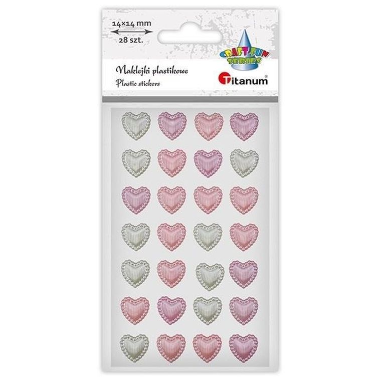 Titanum, naklejki plastikowe, serca, 14-14 mm