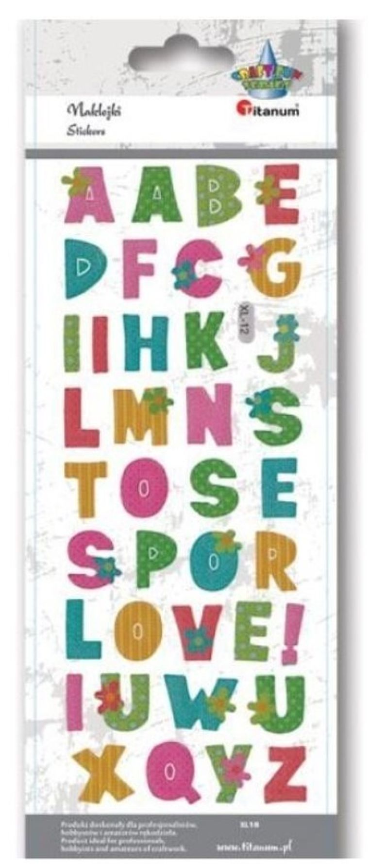 Titanum, naklejki wypukłe, miękkie, alfabet