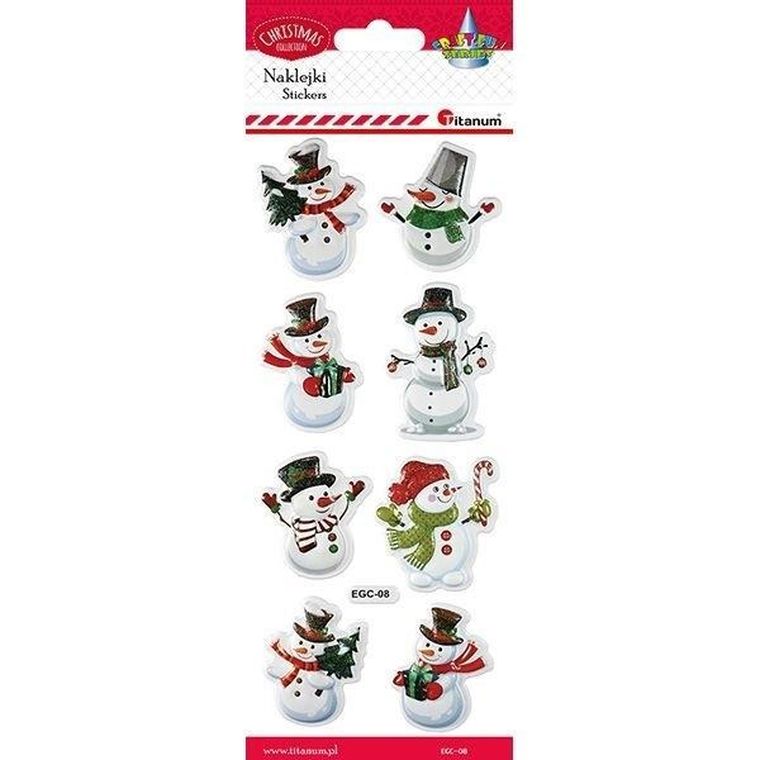 Titanum, naklejki wypukłe, miękkie bałwanki, 8 szt.