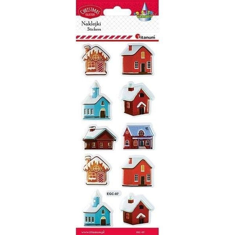 Titanum, naklejki wypukłe, miękkie domki w śniegu, 10 szt.