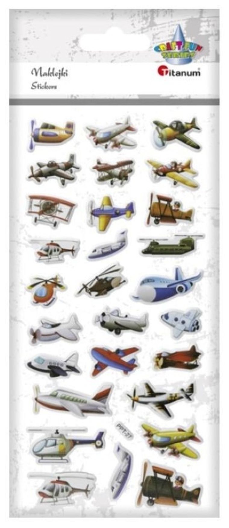Titanum, naklejki wypukłe, miękkie, maszyny latające
