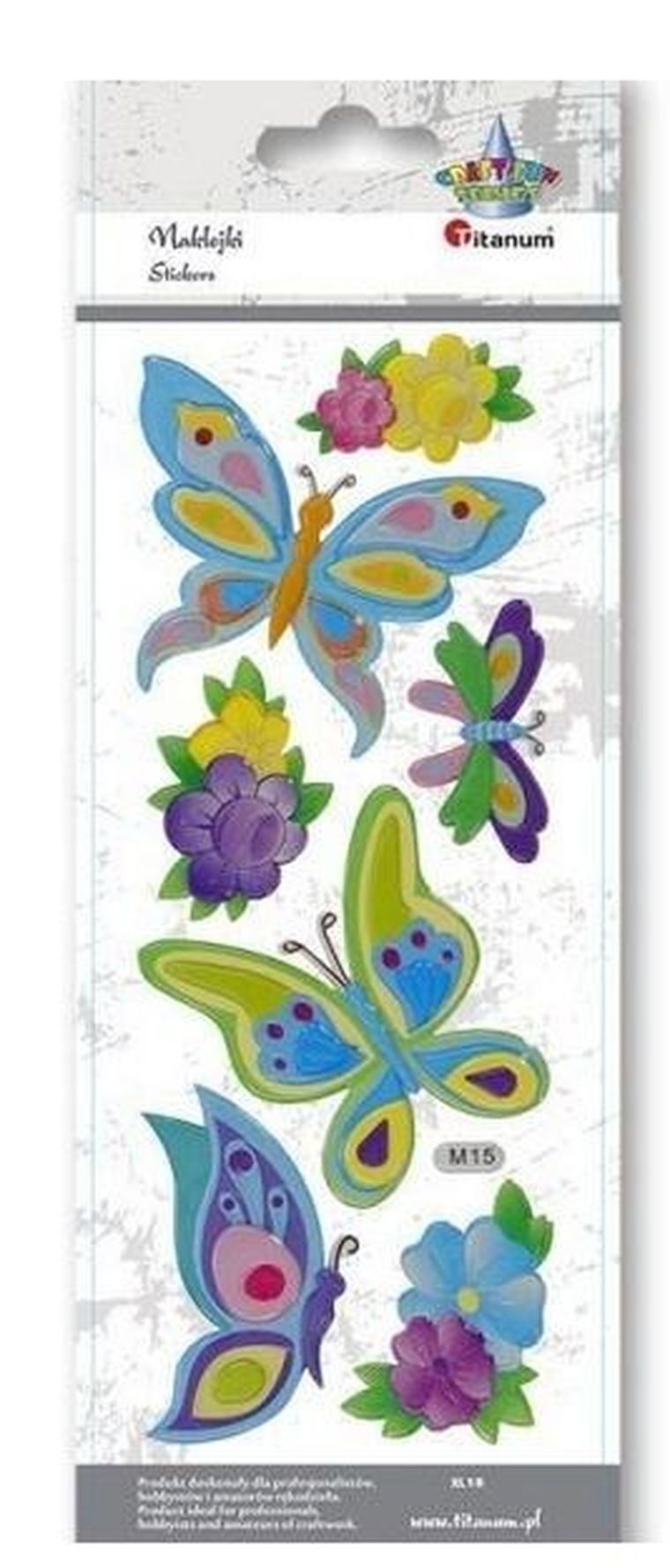 Titanum, naklejki wypukłe, miękkie motyle, kwiaty, 7 szt.