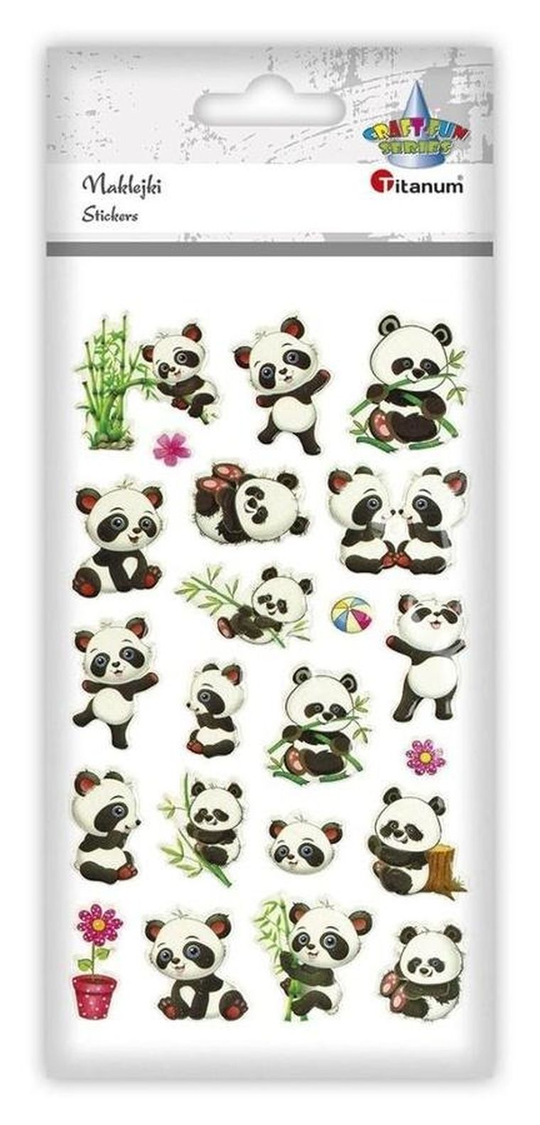 Titanum, naklejki wypukłe, misie panda