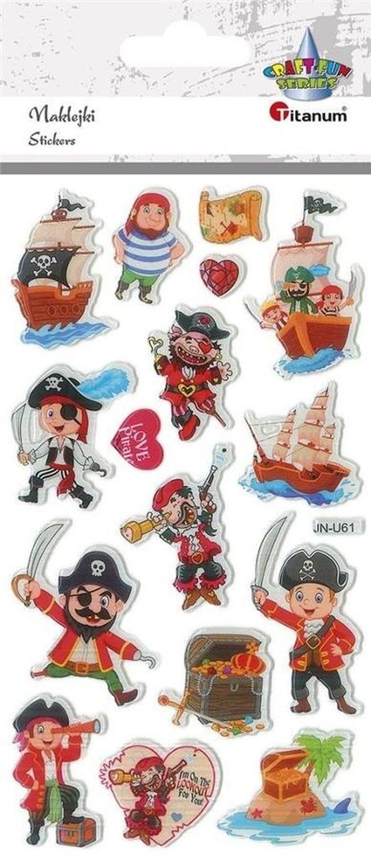Titanum, naklejki wypukłe, piraci, mix, 16 szt.