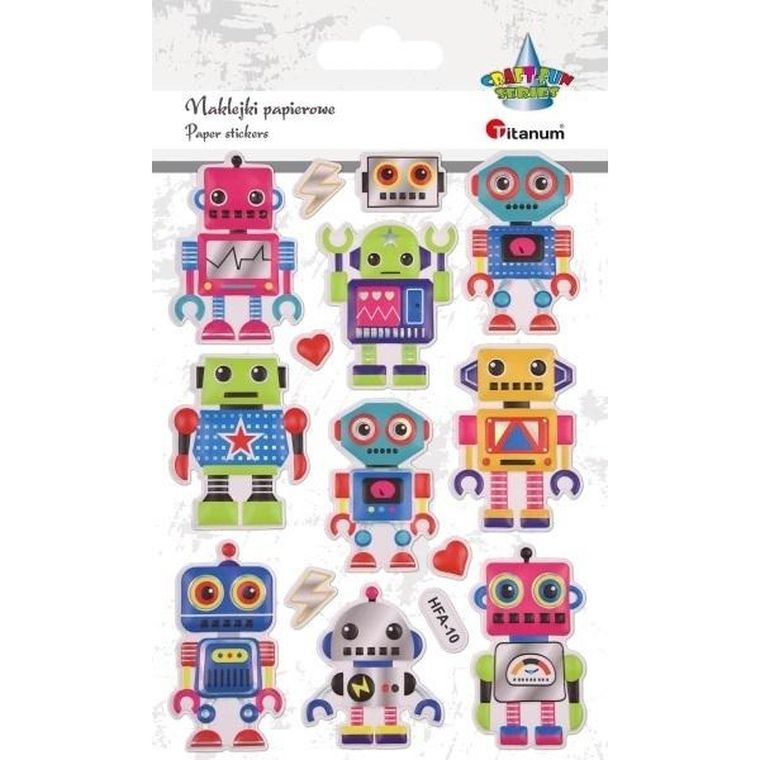 Titanum, naklejki wypukłe, roboty, 14 szt.