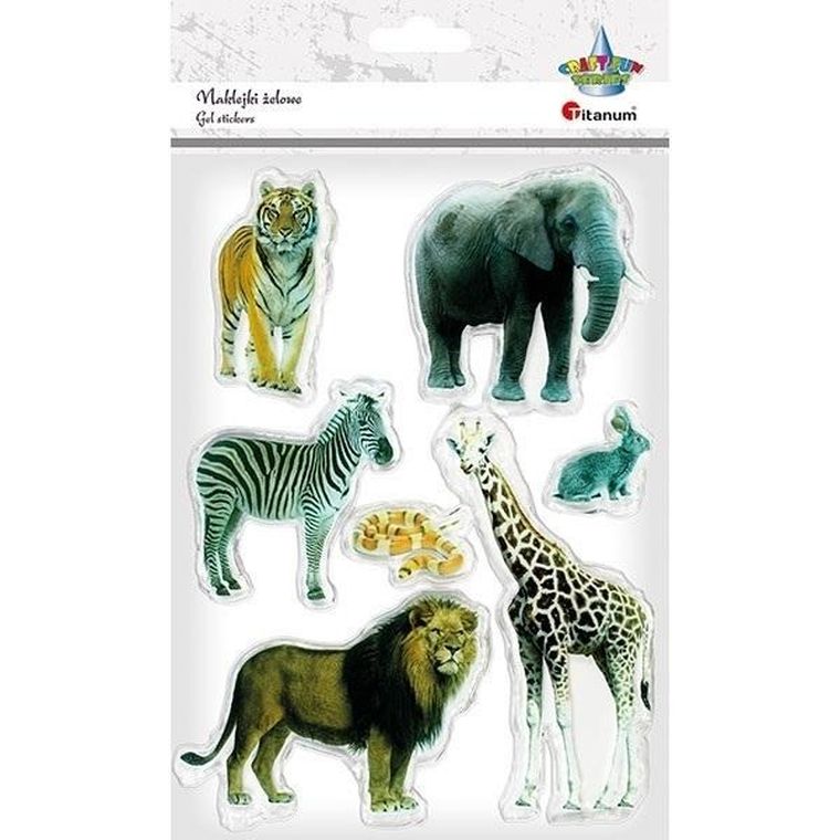 Titanum, naklejki żelowe, zoo, 7 szt.