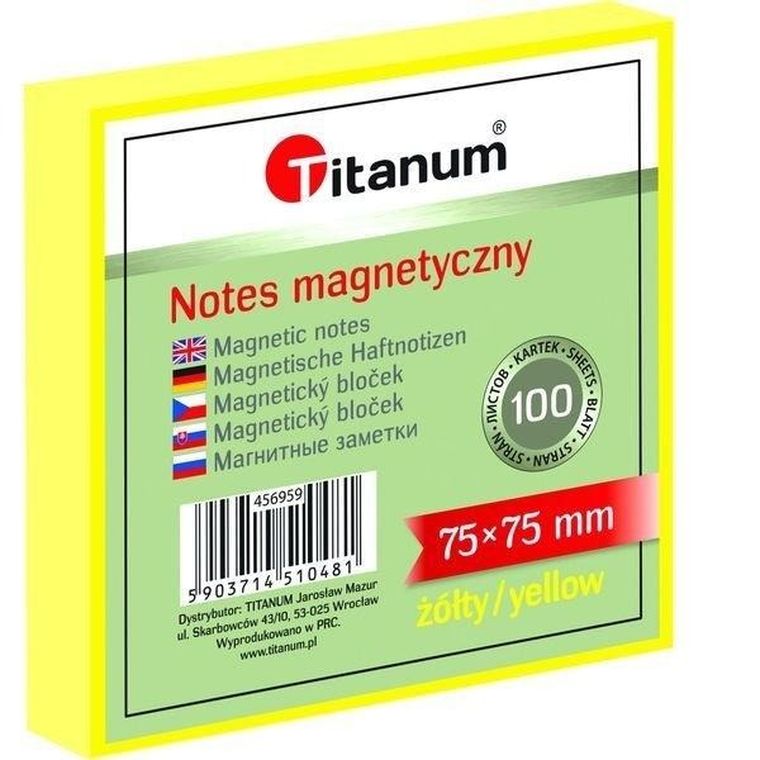 Titanum, notes elektorstatyczny, 75-75mm, 100k, żółty, 1 szt.