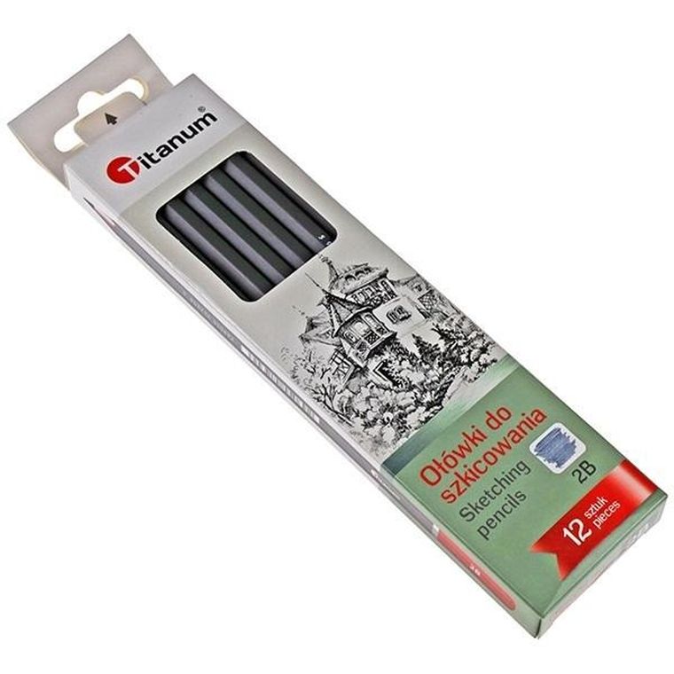 Titanum, ołówki do szkicowania, 2B, 12 szt.