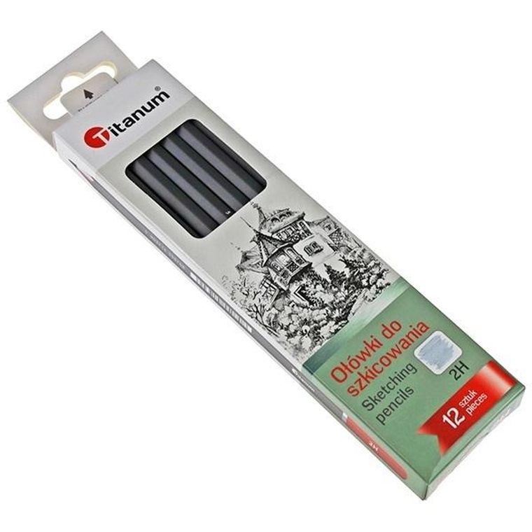 Titanum, ołówki do szkicowania, 2H, 12 szt.