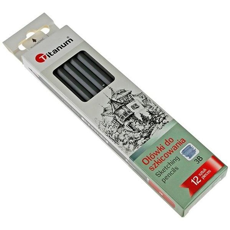 Titanum, ołówki do szkicowania, 3B, 12 szt.