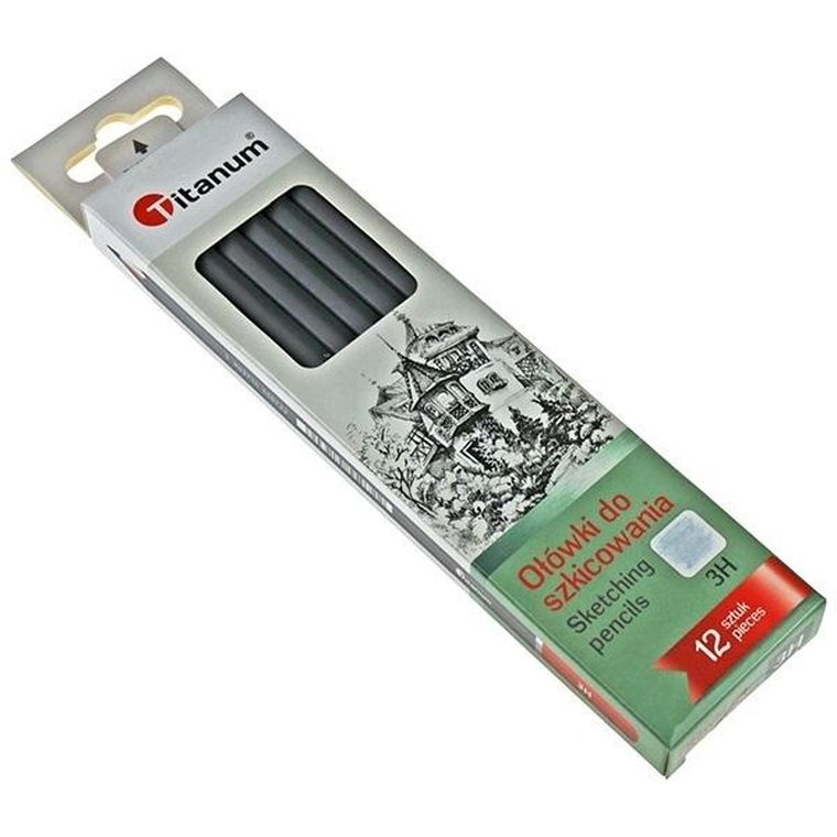 Titanum, ołówki do szkicowania, 3H, 12 szt.