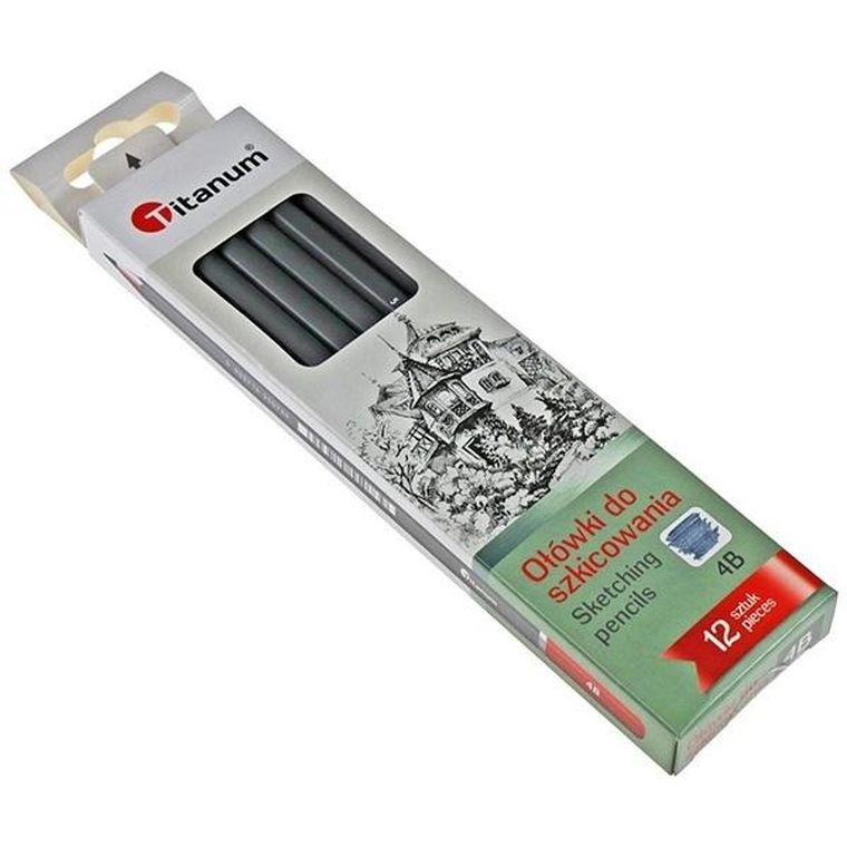 Titanum, ołówki do szkicowania, 4B, 12 szt.