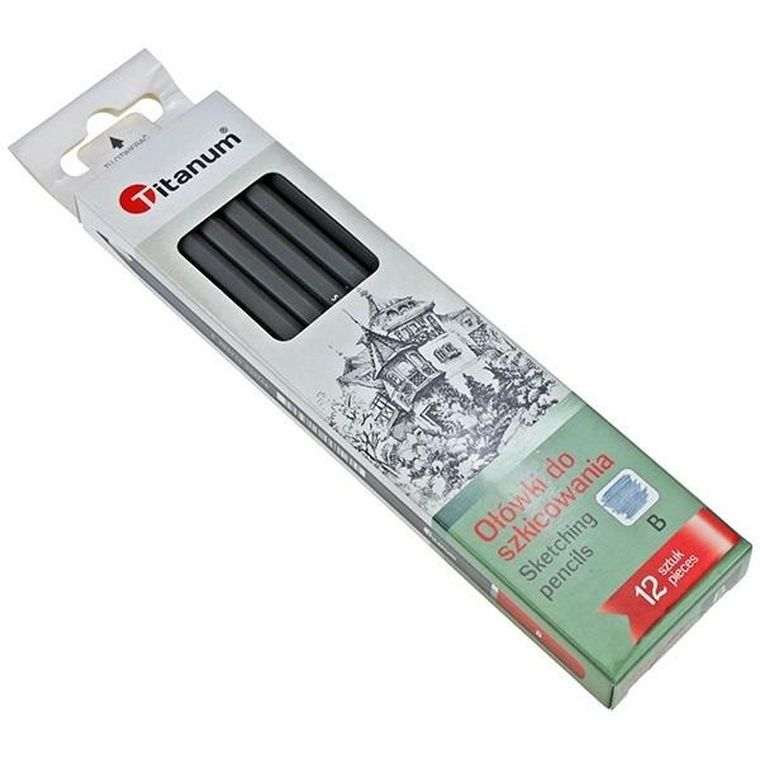 Titanum, ołówki do szkicowania, B, 12 szt.