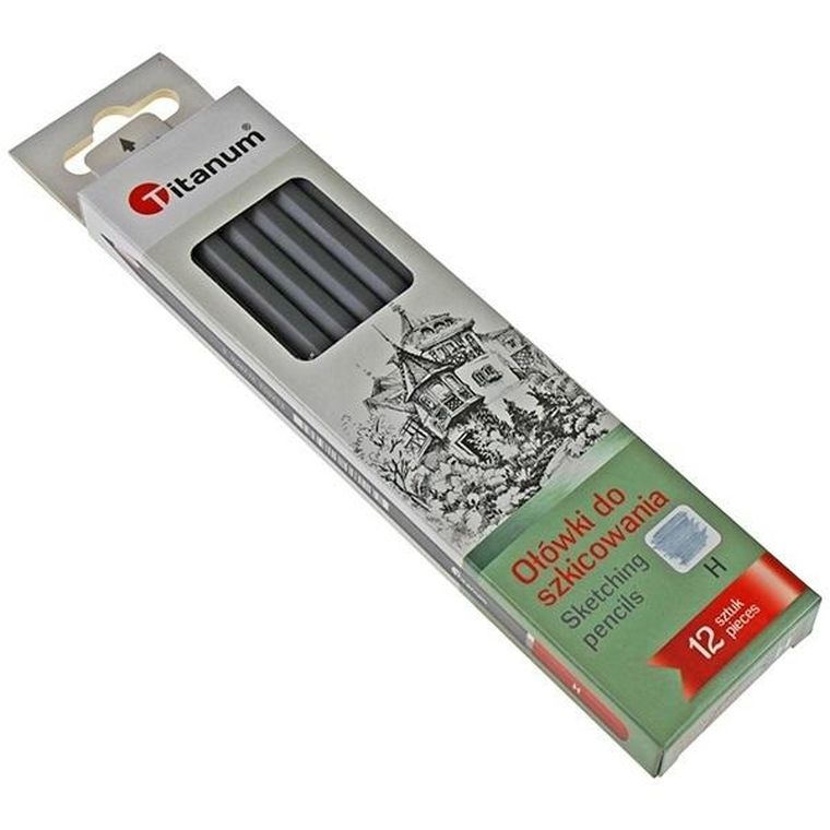 Titanum, ołówki do szkicowania, H, 12 szt.