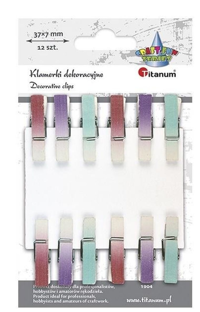Titanum, ozdoba drewniana, klamerki, ombre, 7-45 mm, 12 szt.