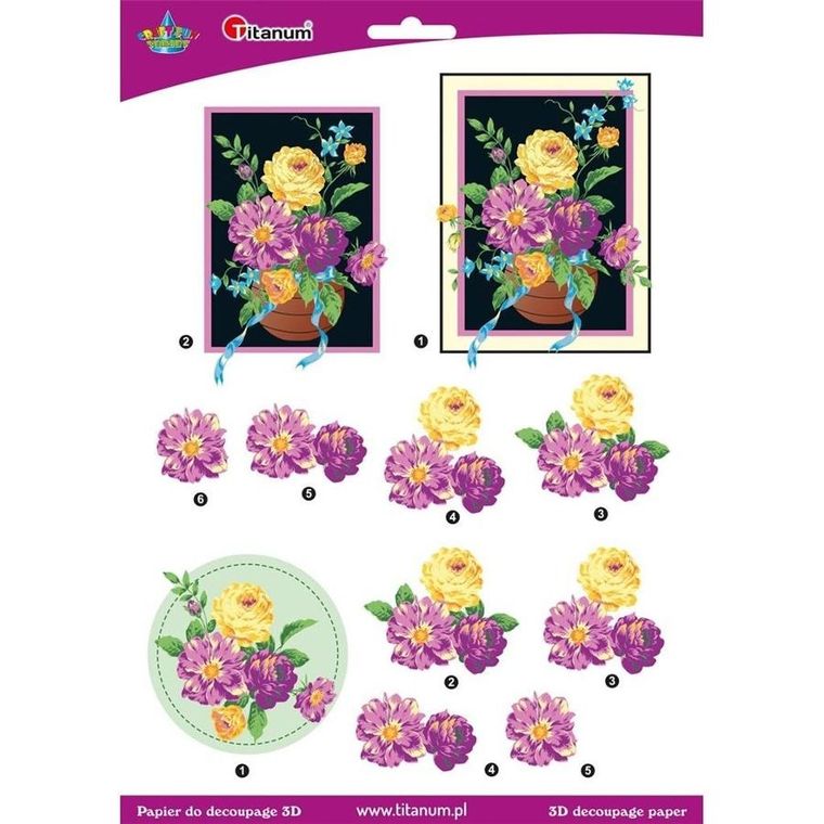 Titanum, papier do decoupage 3D, bukiet, arkusz