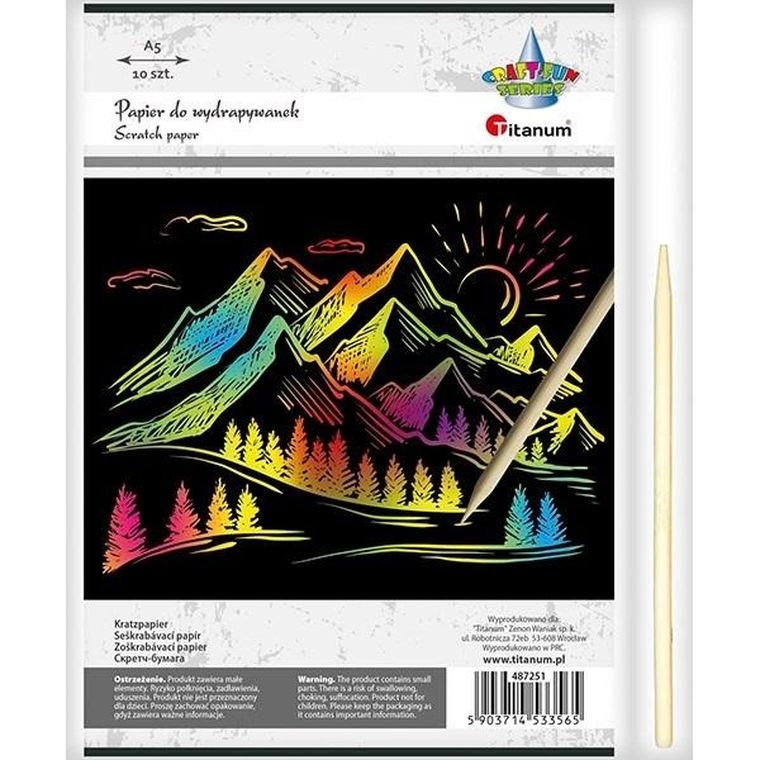 Titanum, papier do wydrapywanek, 147-210mm, czarny, 10 szt.